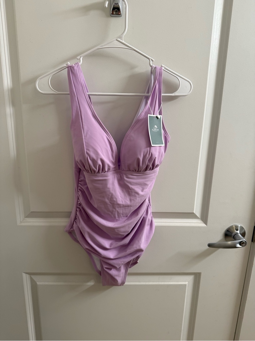 EOMENIE LAVENDER One-Piece Swimsuit with Ruching slimming flattering waist